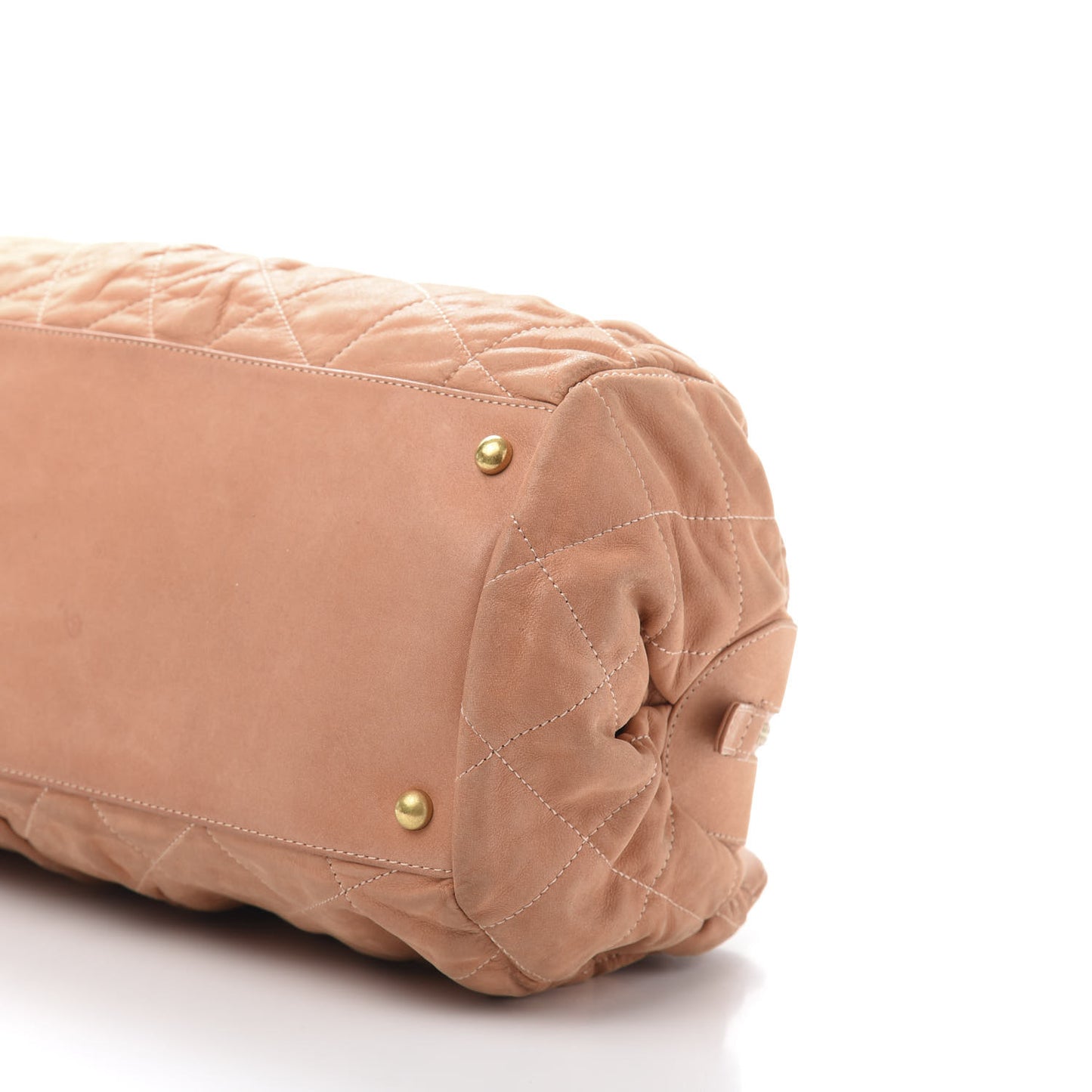 Iridescent Calfskin Chic Quilt Bowling Bag Dark Beige