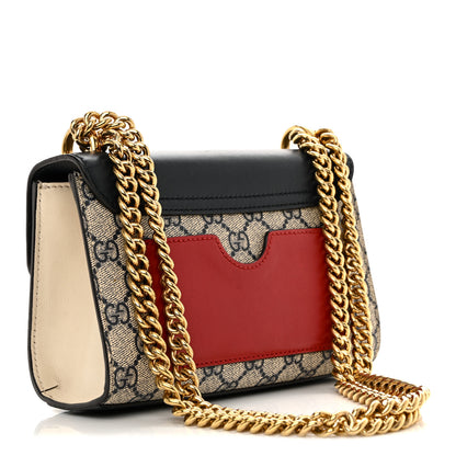 Gucci GG Supreme Monogram Moon Calfskin Small Padlock Shoulder Bag Beige Blue Mystic White Hibiscus Red 3 of 12