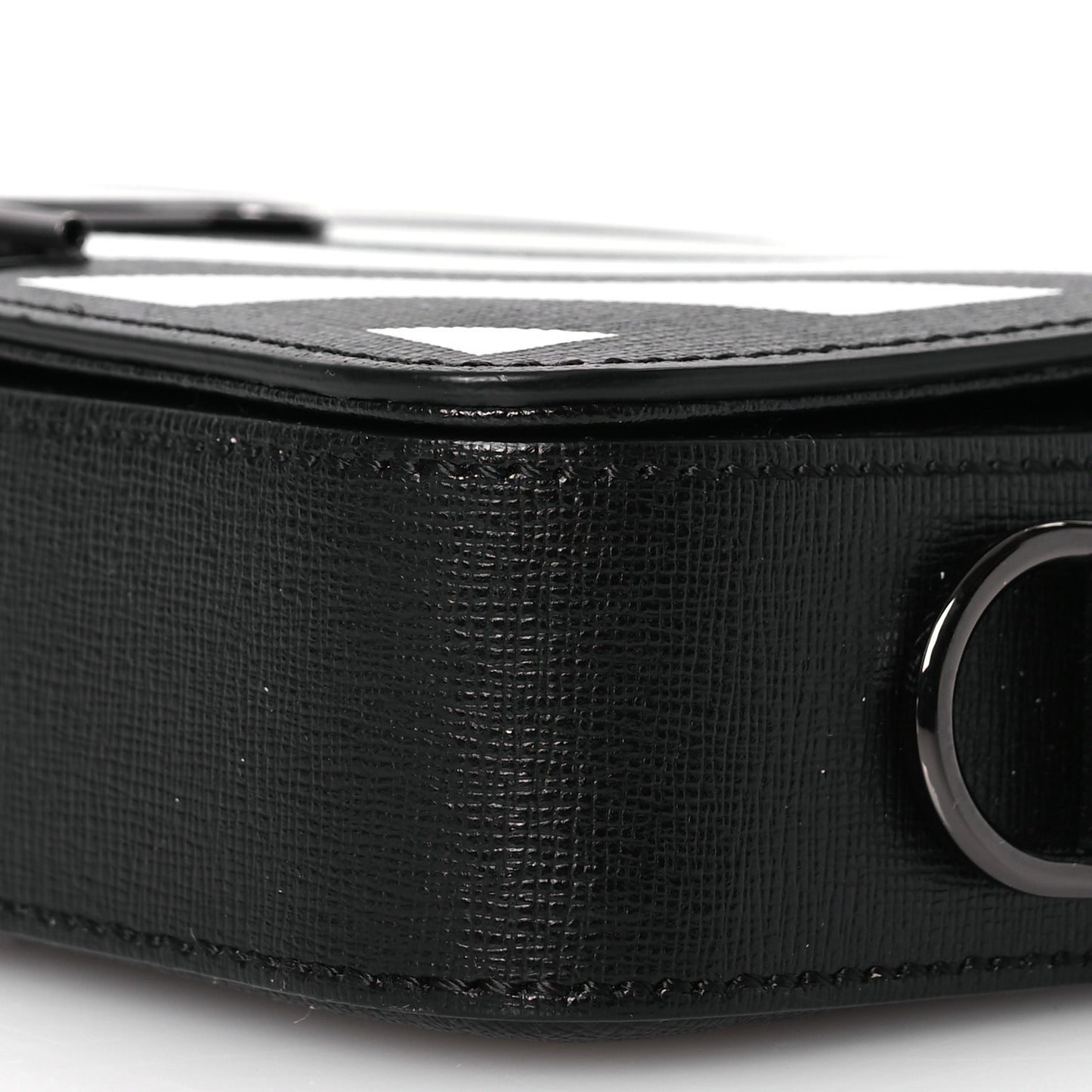 Saffiano Striped Mini Diag Binder Clip Bag Black White Yellow