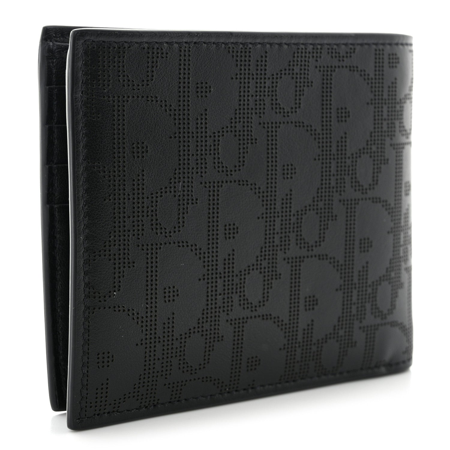 Christian Dior Calfskin Perforated Oblique Bi-Fold Do Galaxy Wallet Black 3 of 10