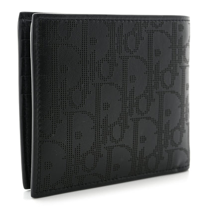 Christian Dior Calfskin Perforated Oblique Bi-Fold Do Galaxy Wallet Black 3 of 10