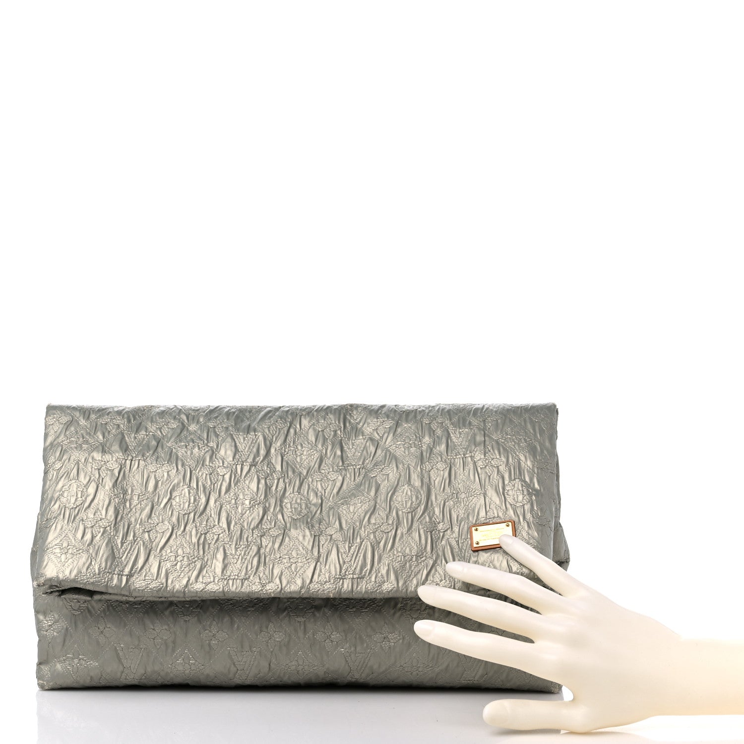 Louis Vuitton Jacquard Quilted Monogram Limelight Clutch GM Perle 2 of 14