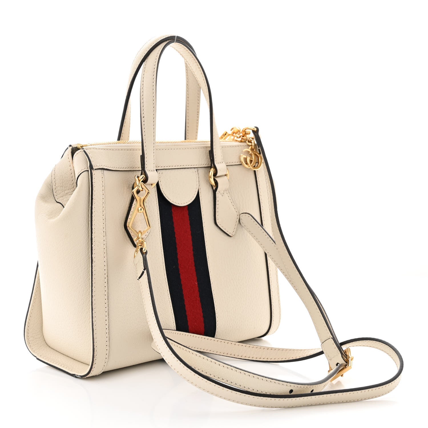 Gucci Textured Calfskin Web Small Ophidia Tote Bag Mystic White 3 of 11