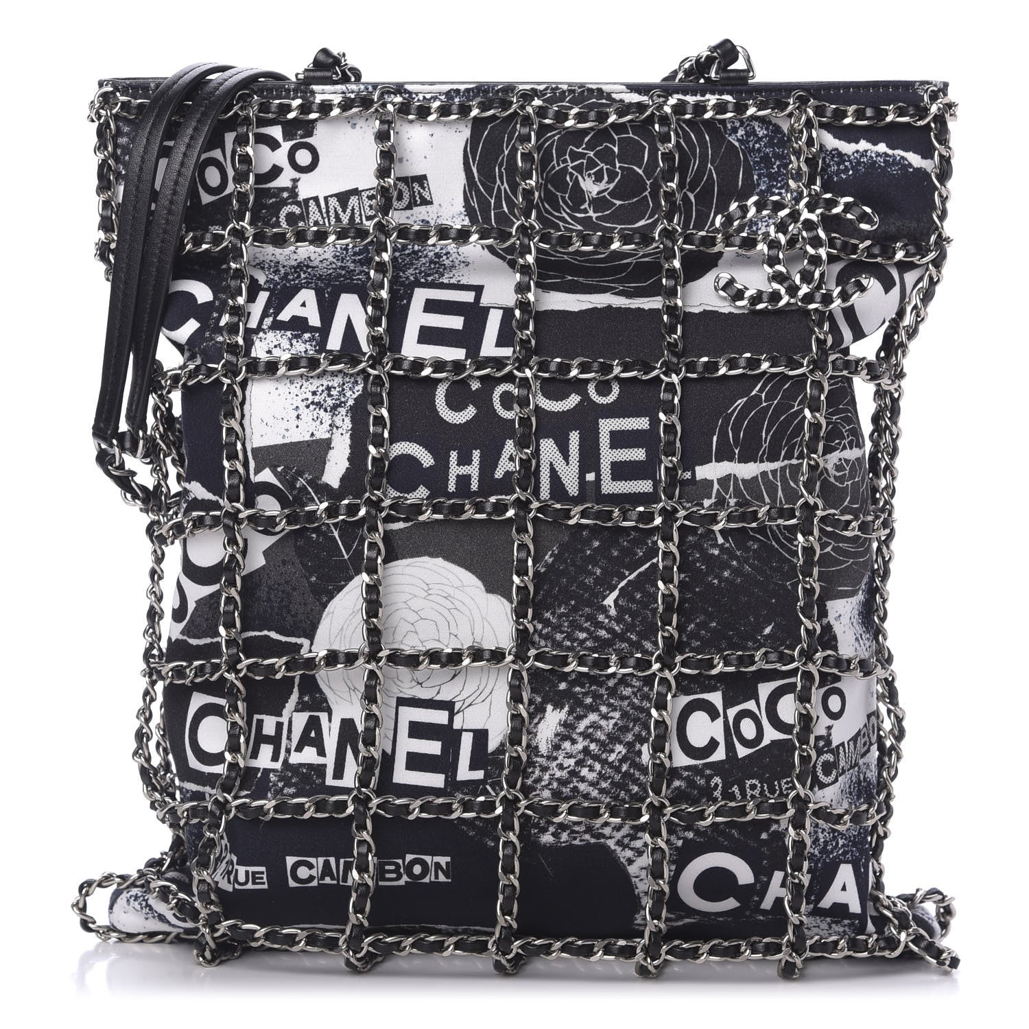 Chanel Canvas Large Shopping Chain Tote Black White 1 of 9