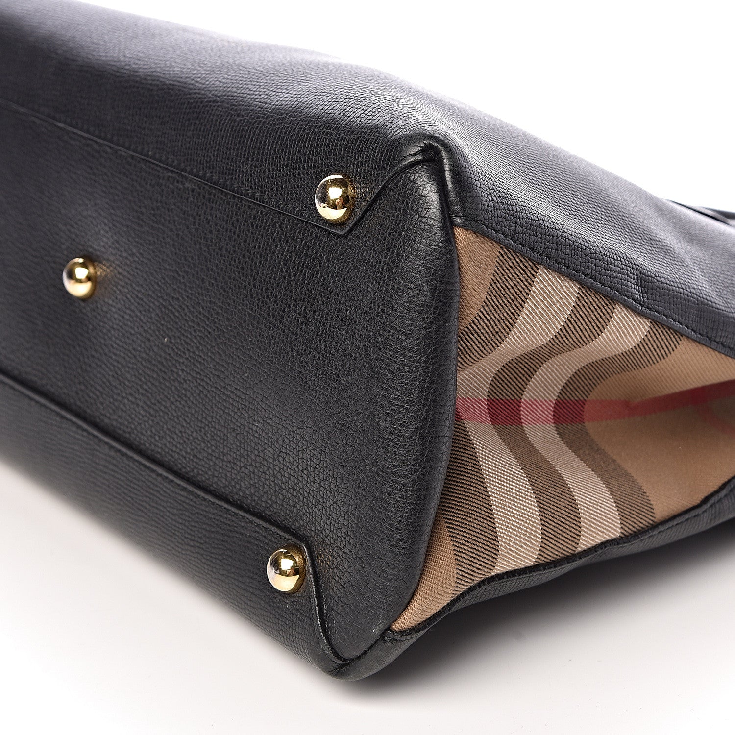 Burberry Grainy Calfskin House Check Medium Banner Tote Black 14 of 16