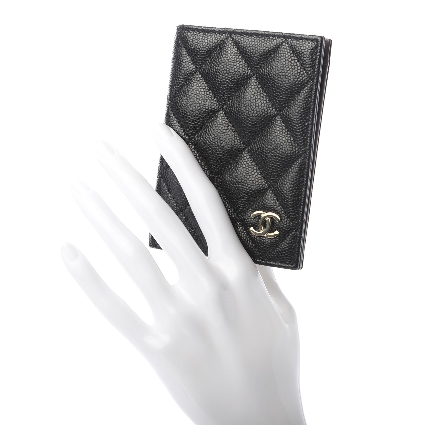 Caviar Quilted Card Holder Wallet Black