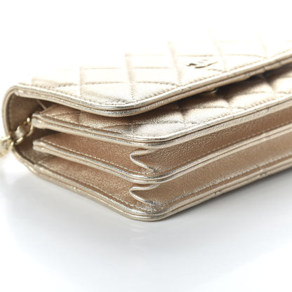 Chanel Metallic Lambskin Quilted Mini Wallet On Chain WOC Gold 6 of 11