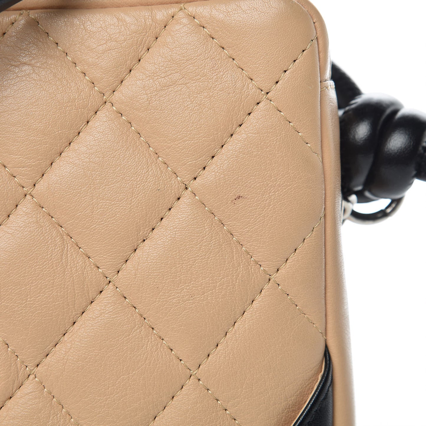 Calfskin Quilted Small Cambon Messenger Beige Black