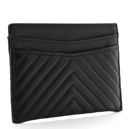 Chanel Lambskin Chevron Quilted Card Holder So Black 3 of 8