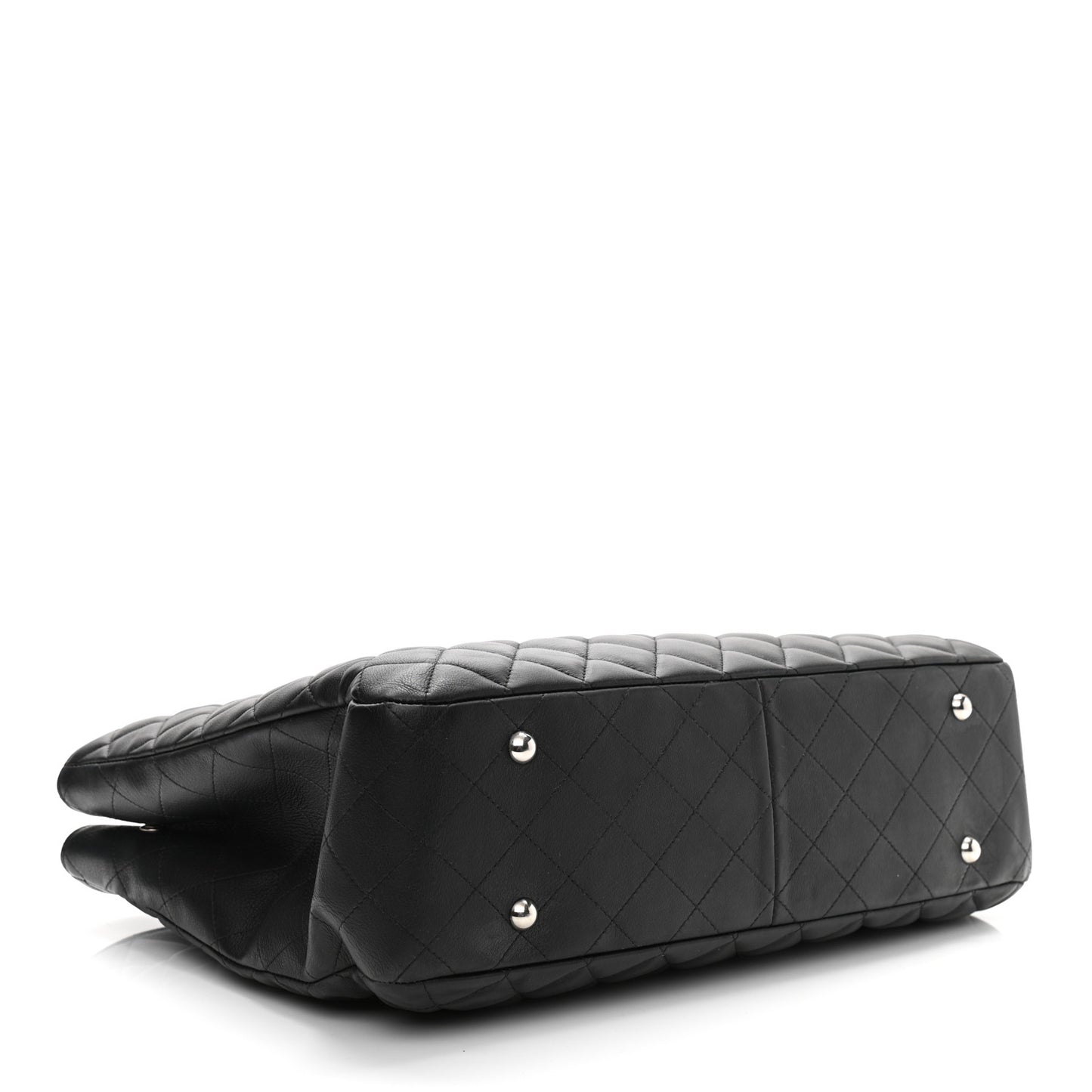 Calfskin Quilted Large Classic Shopping Tote Black