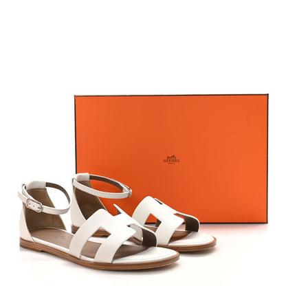 Hermes Calfskin Santorini Sandals 37 White 10 of 10
