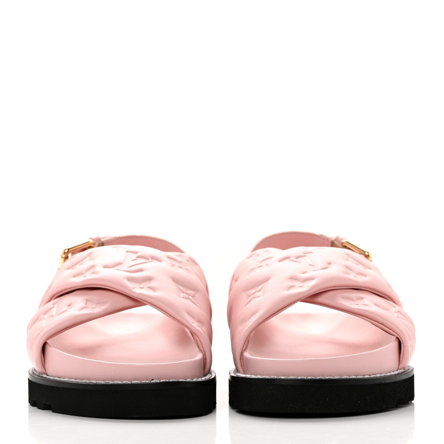 Louis Vuitton Lambskin Monogram Embossed Paseo Flat Comfort Sandals 37 Rose Clair 2 of 8