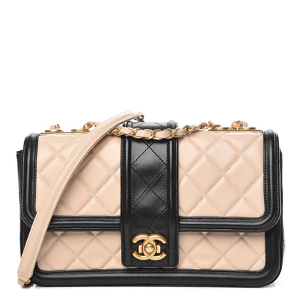 Chanel Lambskin Quilted Medium Elegant CC Flap Beige Black 1 of 12