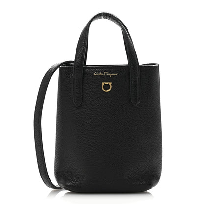 Salvatore Ferragamo Tumbled Calfskin Gancini Mini Bag Black 1 of 14