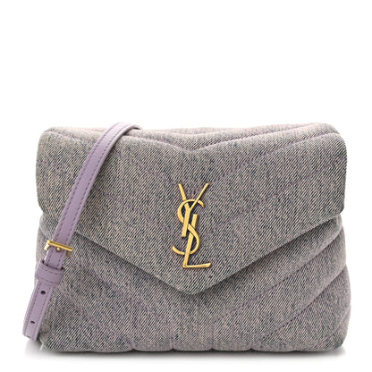 Saint Laurent Denim Y Quilted Monogram Toy Loulou Crossbody Bag Bleached Lilac 1 of 10