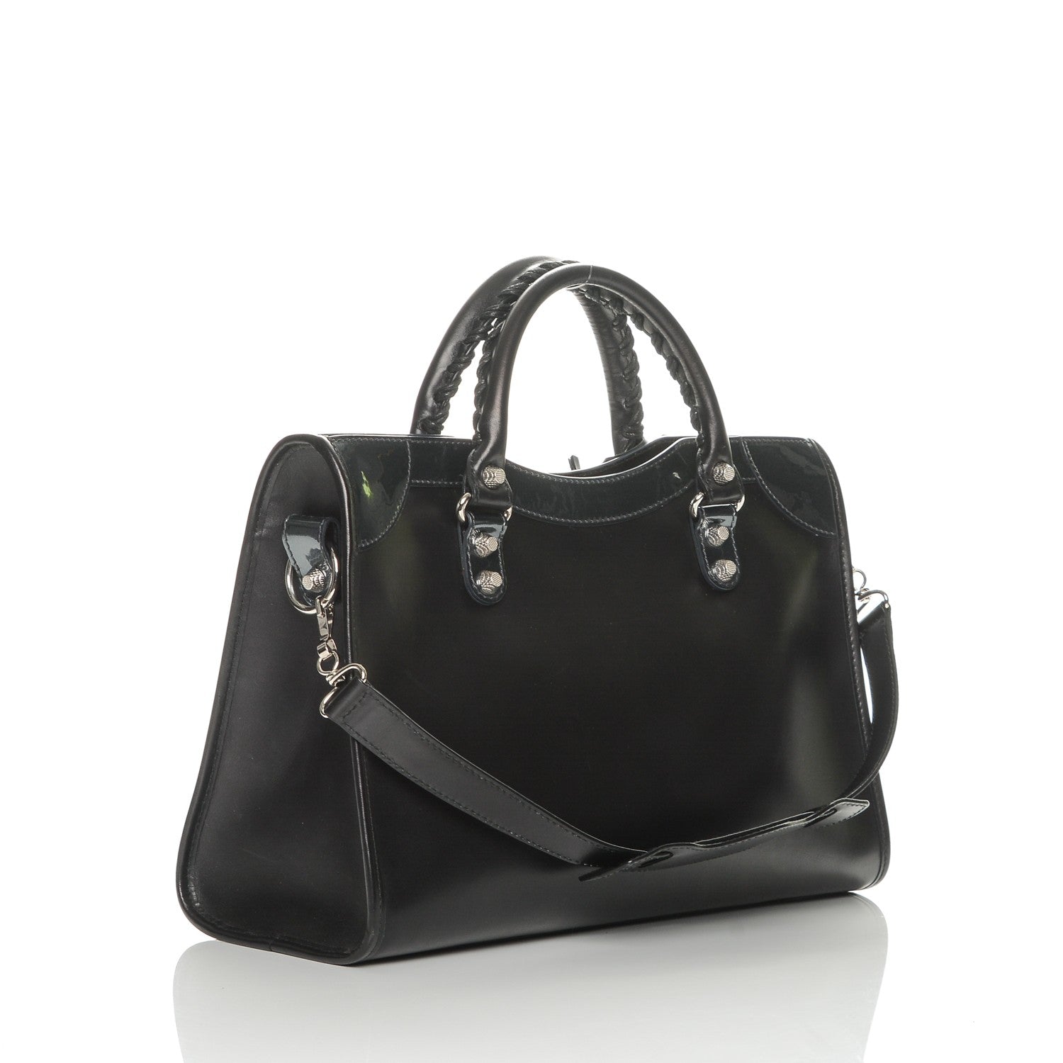 Balenciaga Smooth Calfskin Metallic Patent Giant 12 Silver Hardware City Black Gris 3 of 6