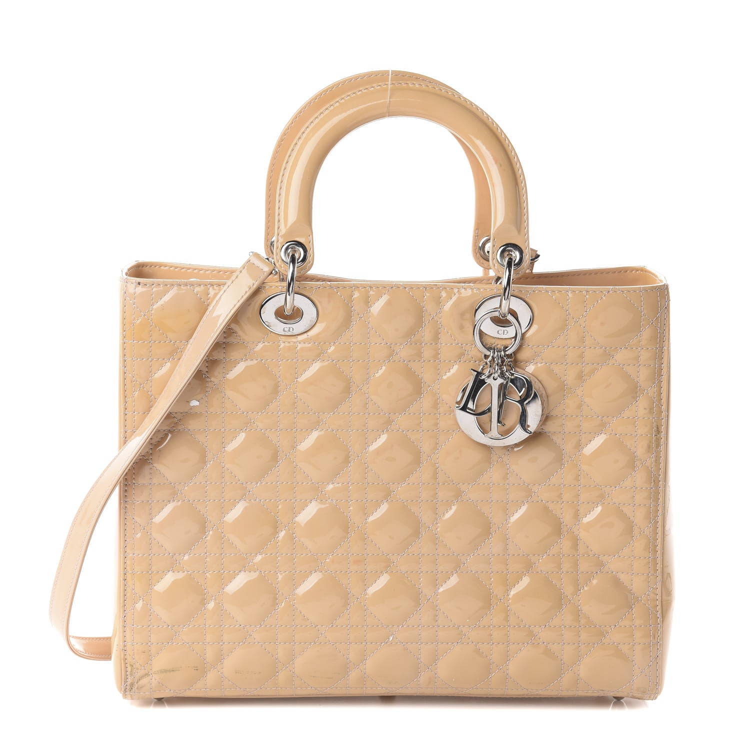 Christian Dior Patent Cannage Large Lady Dior Beige 1 of 12