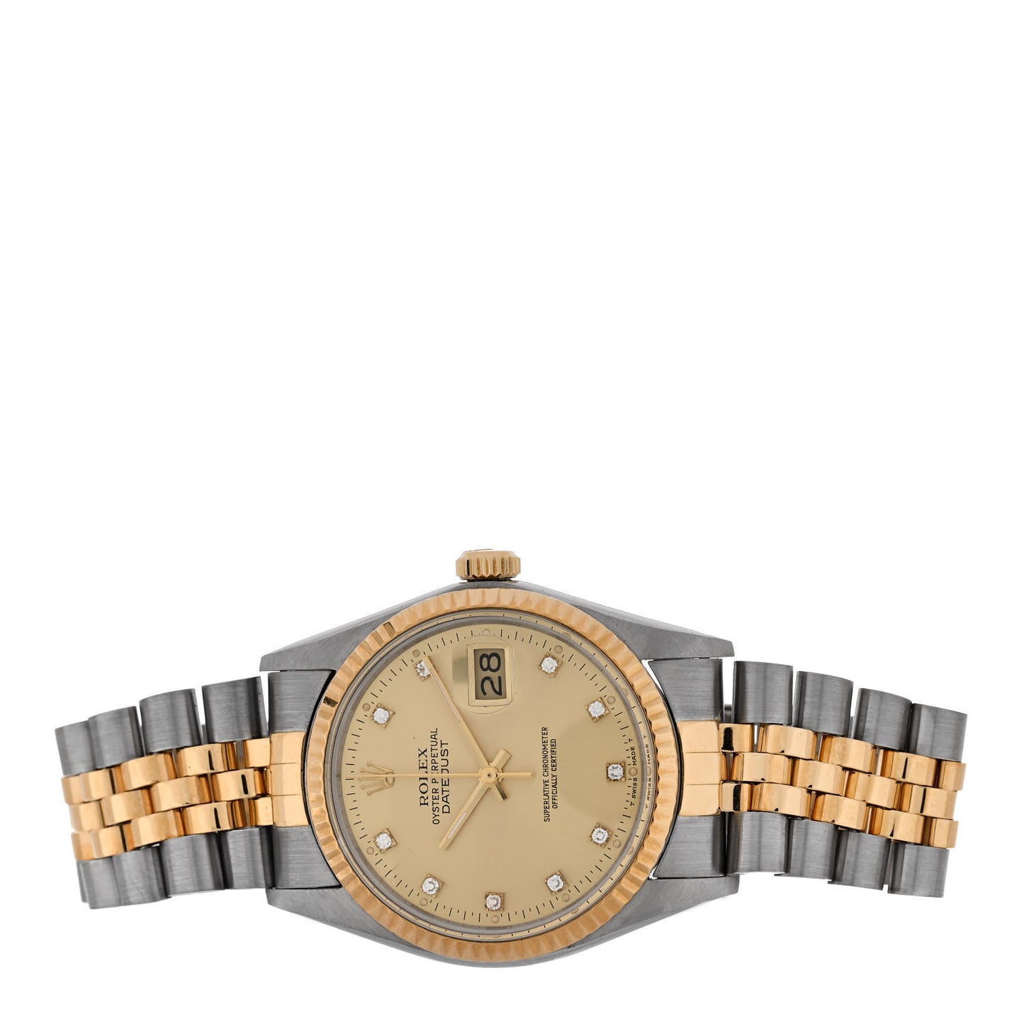 Stainless Steel 18K Yellow Gold Diamond 36mm Oyster Perpetual Datejust Watch Champagne 16233