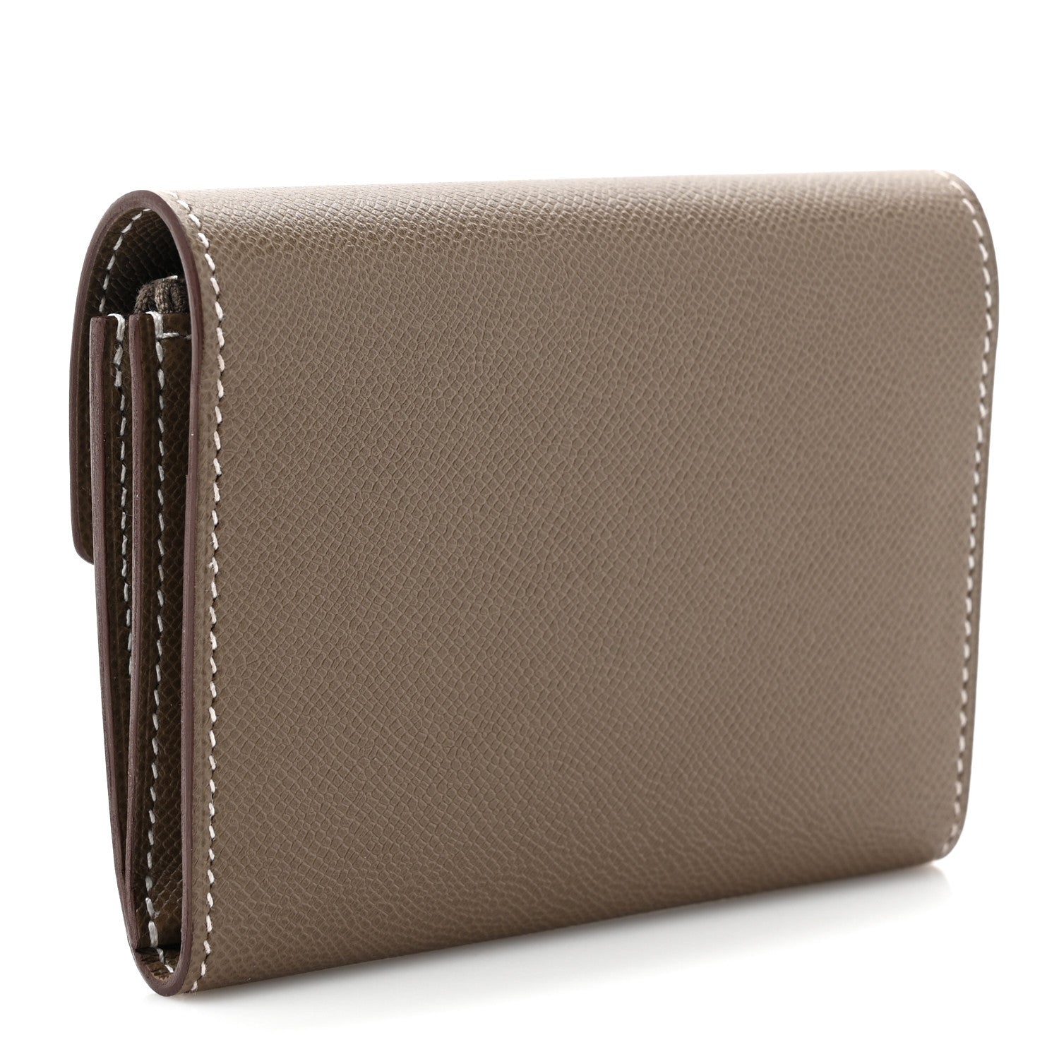 Hermes Madame Calfskin Charniere Compact Wallet Etoupe 3 of 7