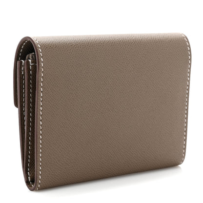 Hermes Madame Calfskin Charniere Compact Wallet Etoupe 3 of 7