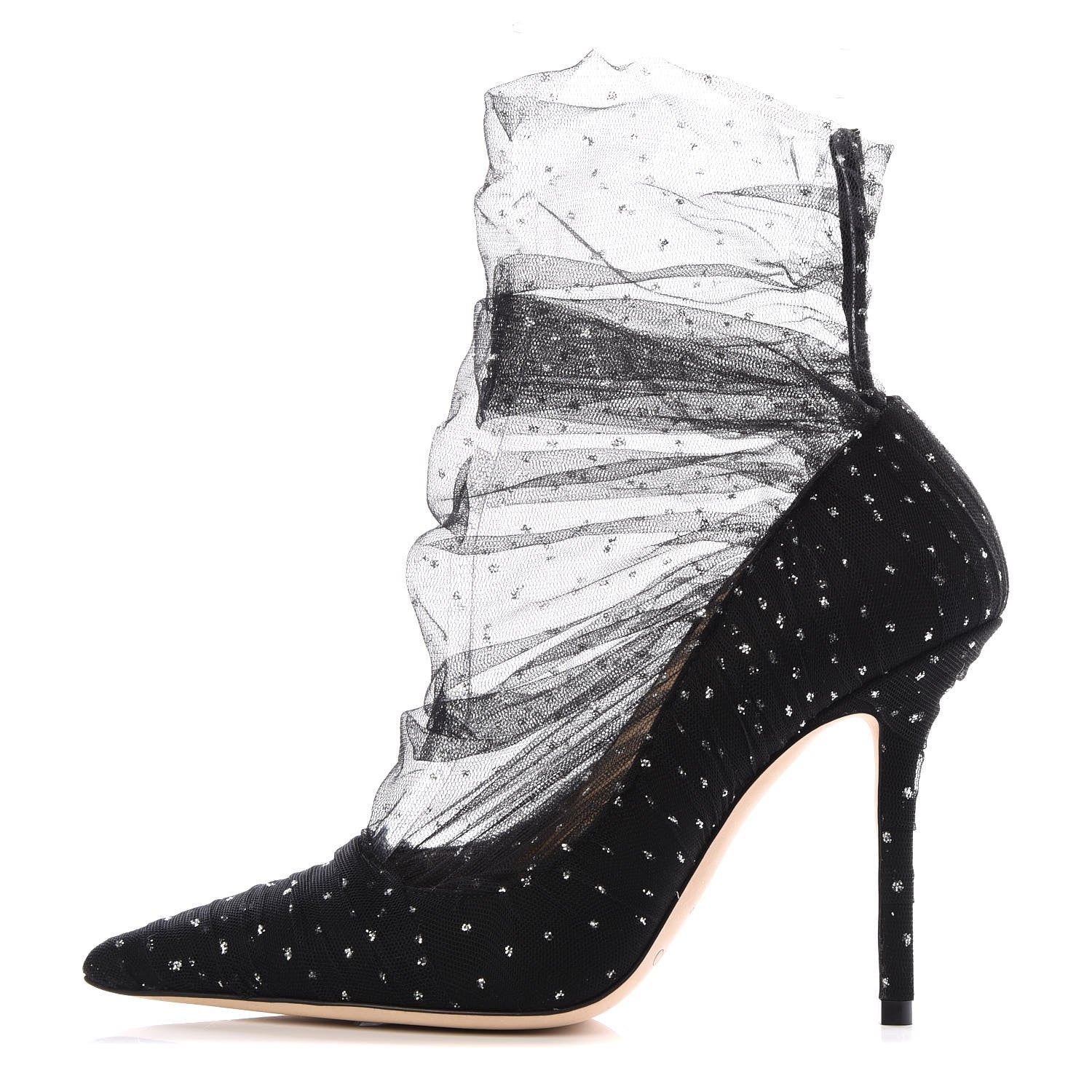 Jimmy Choo Suede Tulle Lavish 100 Pumps 36 Black Silver 1 of 8