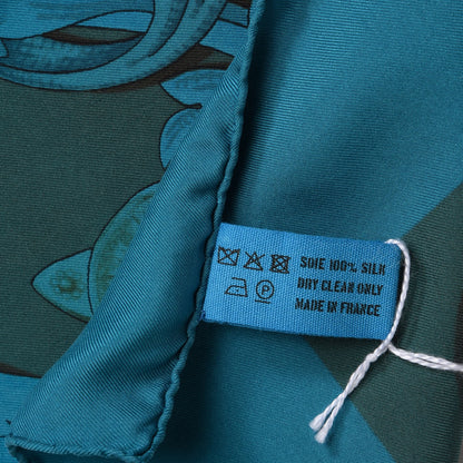 Hermes Silk Dip Dyed Le Mors A La Conétable Scarf 90 Turquoise 4 of 8