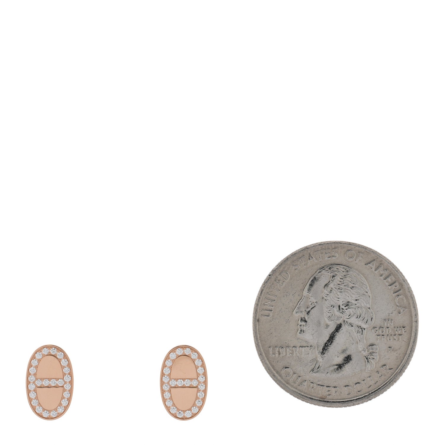 Hermes 18K Rose Gold Diamond Chaine d'Ancre Contour Stud Earrings 2 of 5