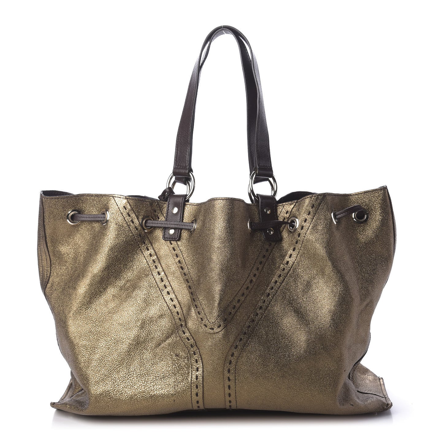 Calfskin Reversible Double Sac Y Tote Gold Brown