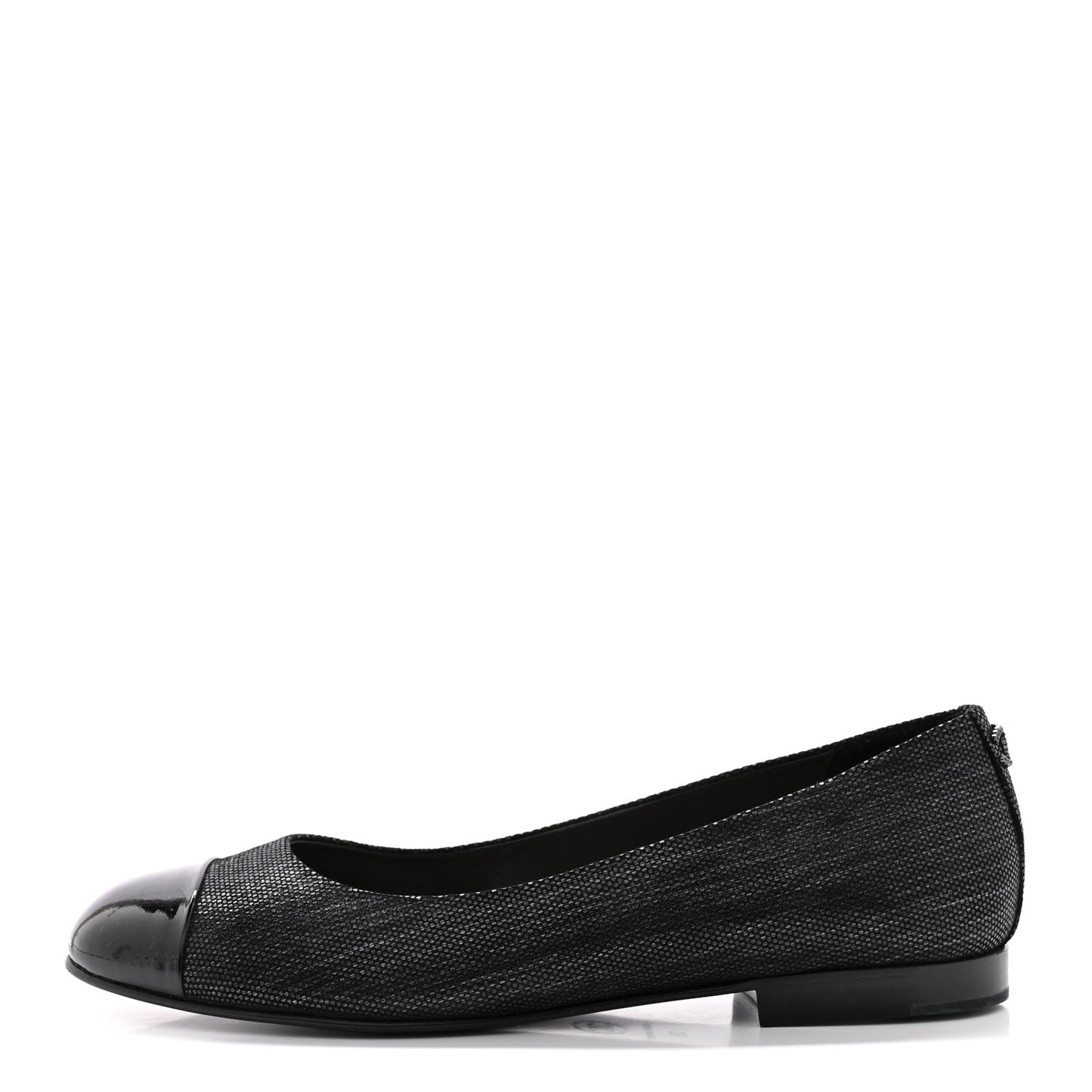 Fantasy Goatskin Patent Calfskin Crystal Cap Toe CC Ballerina Flats 39 Black