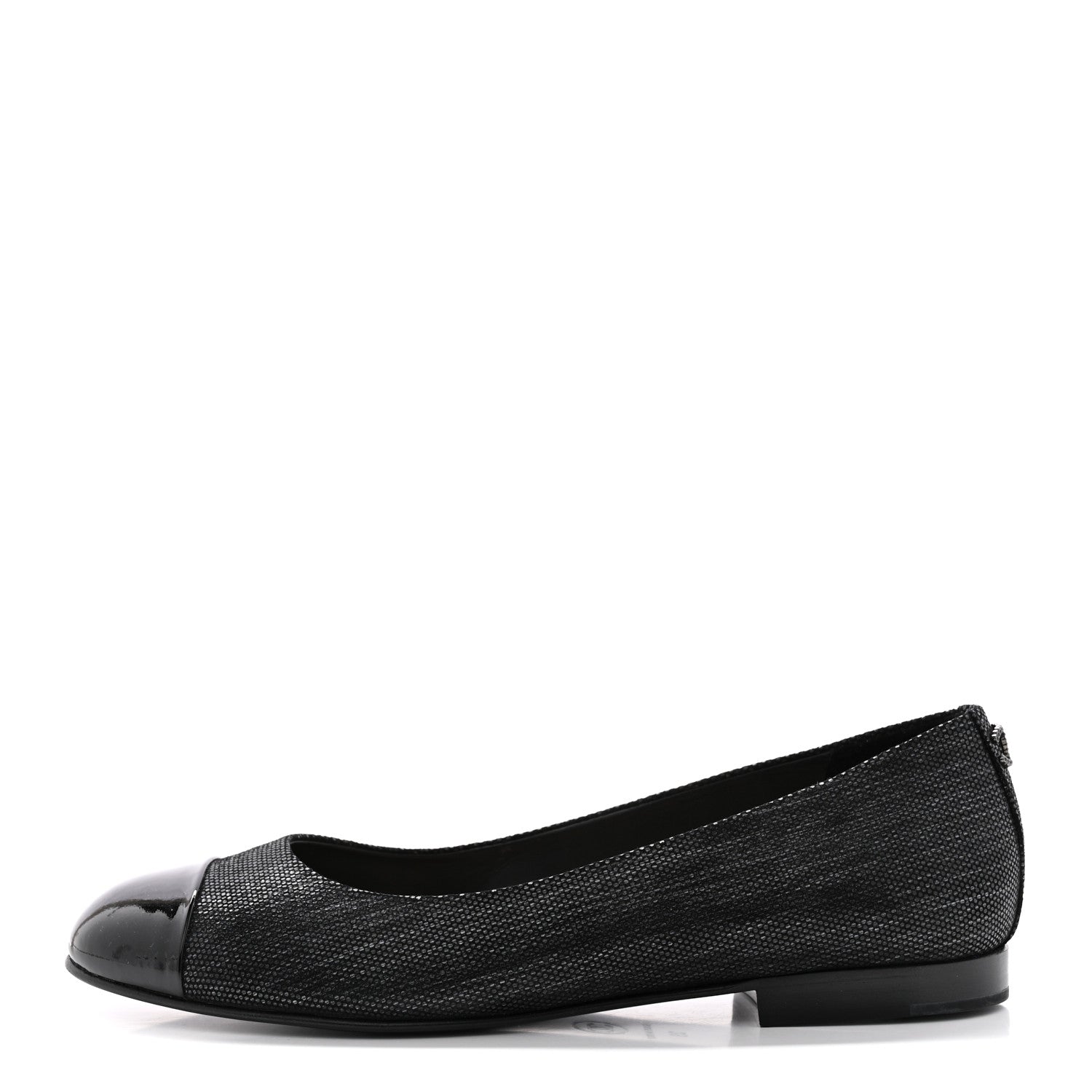 Chanel Fantasy Goatskin Patent Calfskin Crystal Cap Toe CC Ballerina Flats 39 Black 1 of 14