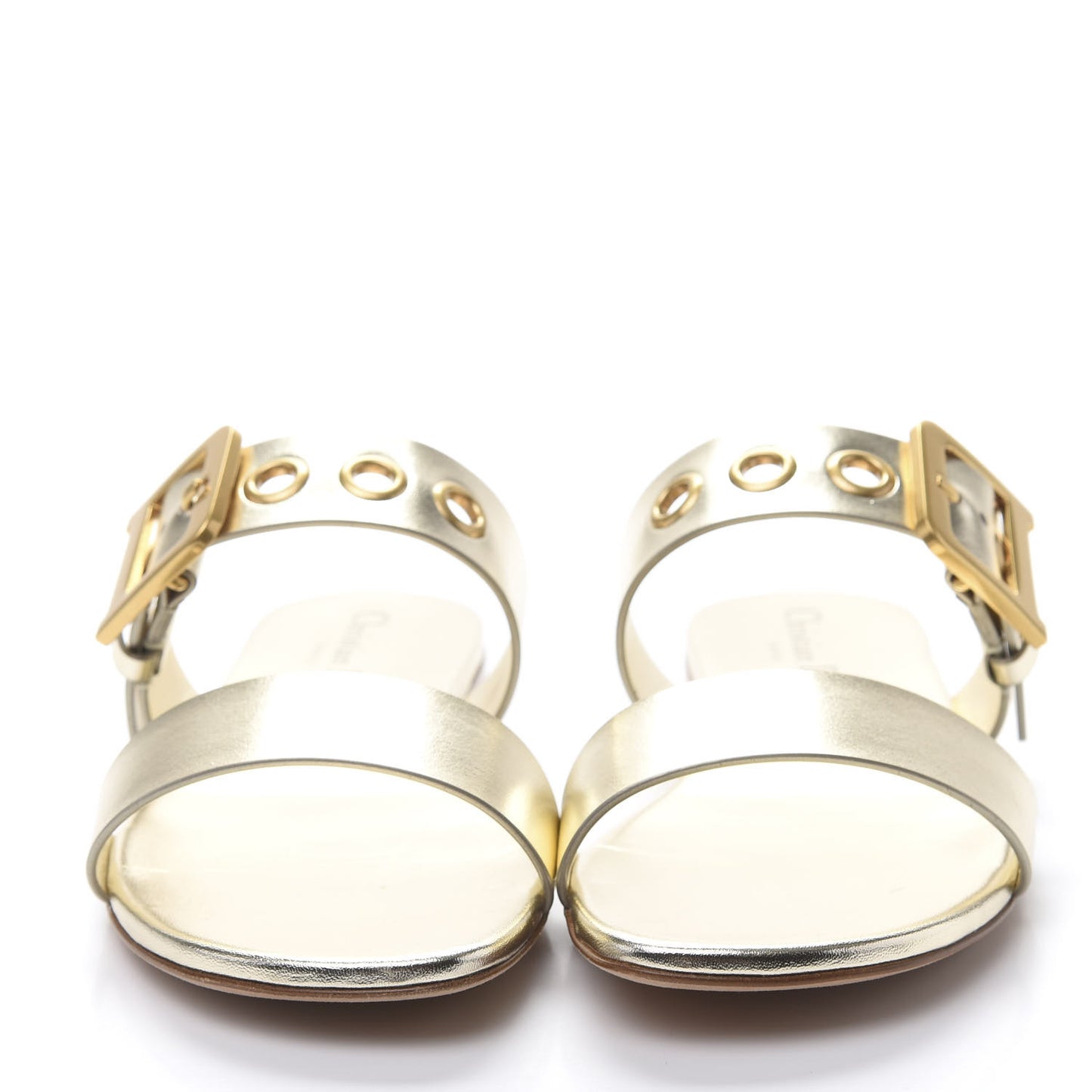 Laminated Calfskin D-Dior Sandal 38.5 Pale Gold