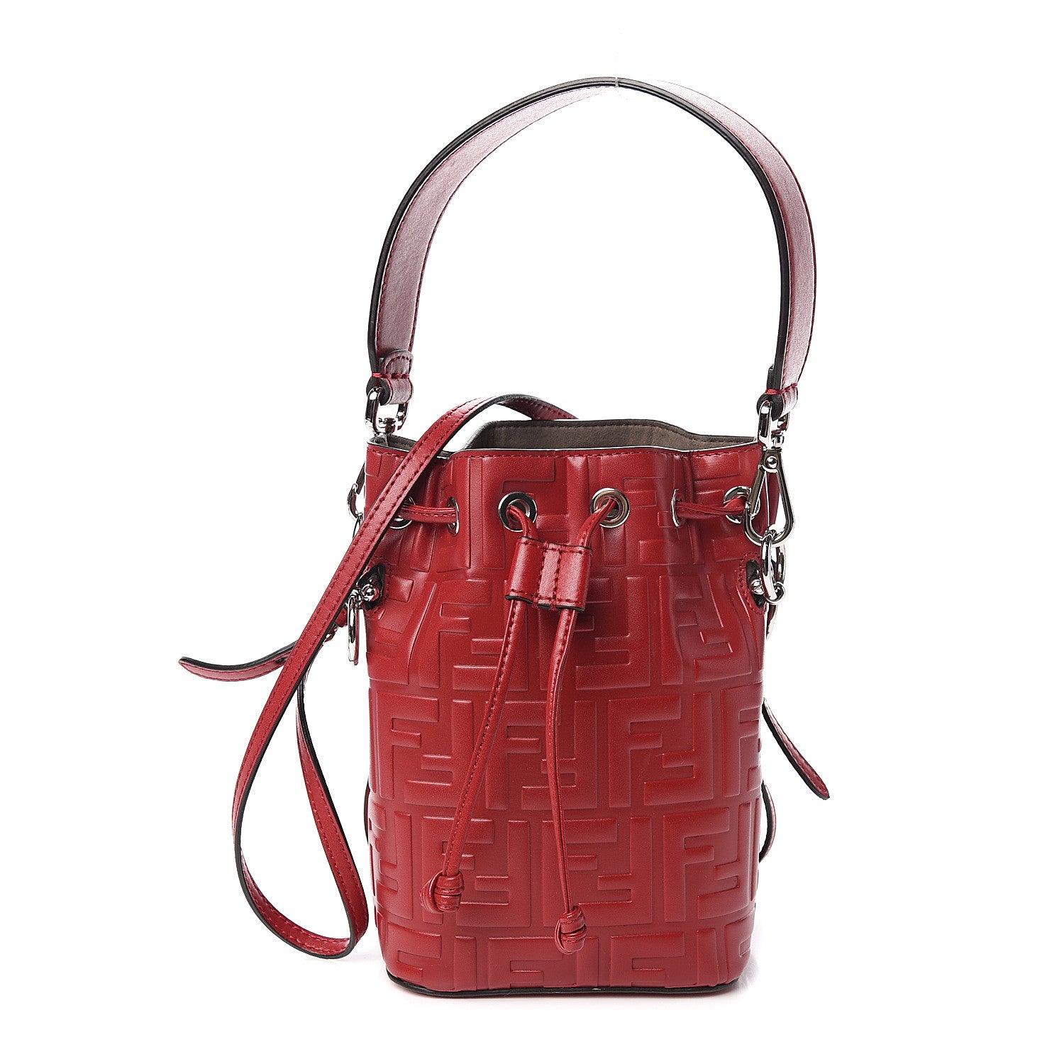 Fendi Vitello Liberty F is Fendi FF 1974 Embossed Mini Mon Tresor Bucket Bag Fragola 1 of 10