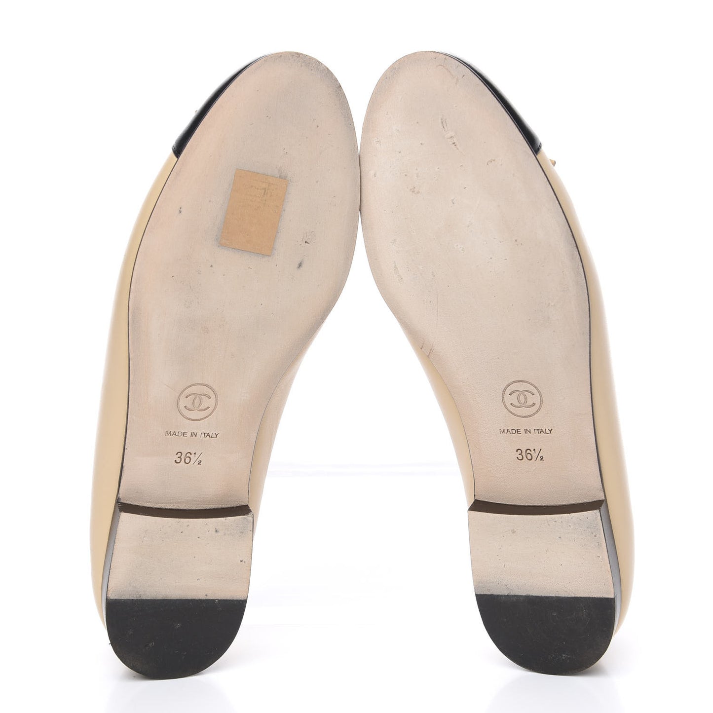 Lambskin Cap Toe CC Ballerina Flats 36.5 Beige Black