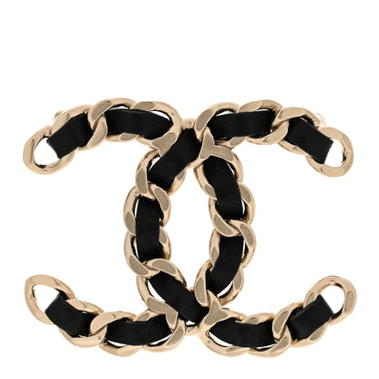 Chanel Lambskin Chain CC Brooch Black Gold 1 of 4
