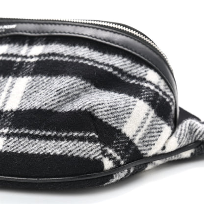 Saint Laurent Wool Tartan Belt Bag Black White 9 of 9