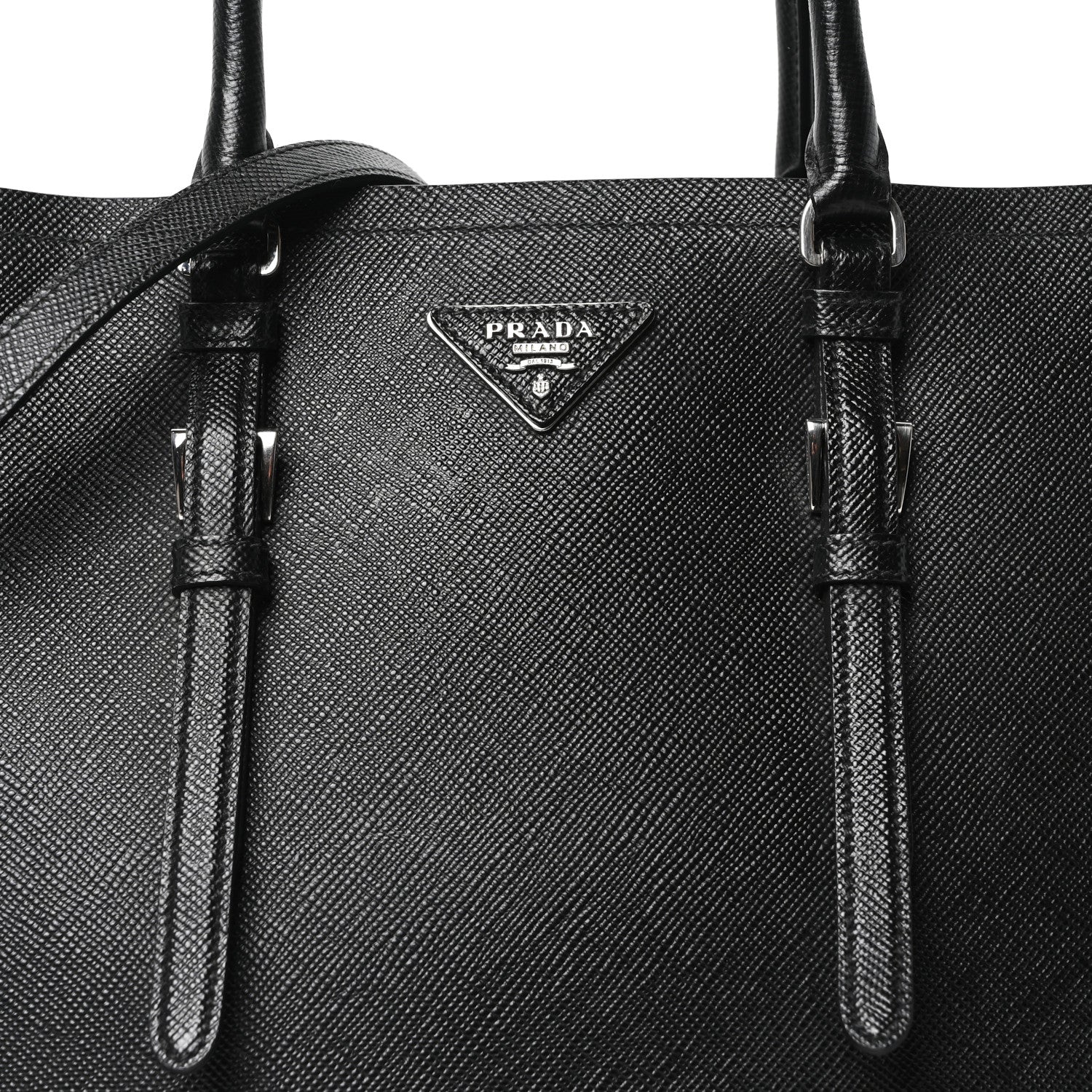 Prada Saffiano Cuir Medium Double Handle Tote Black 7 of 9