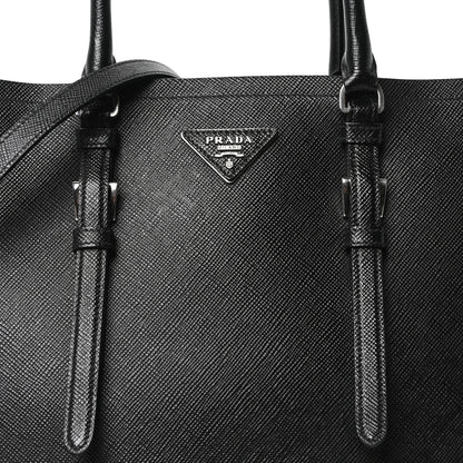 Prada Saffiano Cuir Medium Double Handle Tote Black 7 of 9