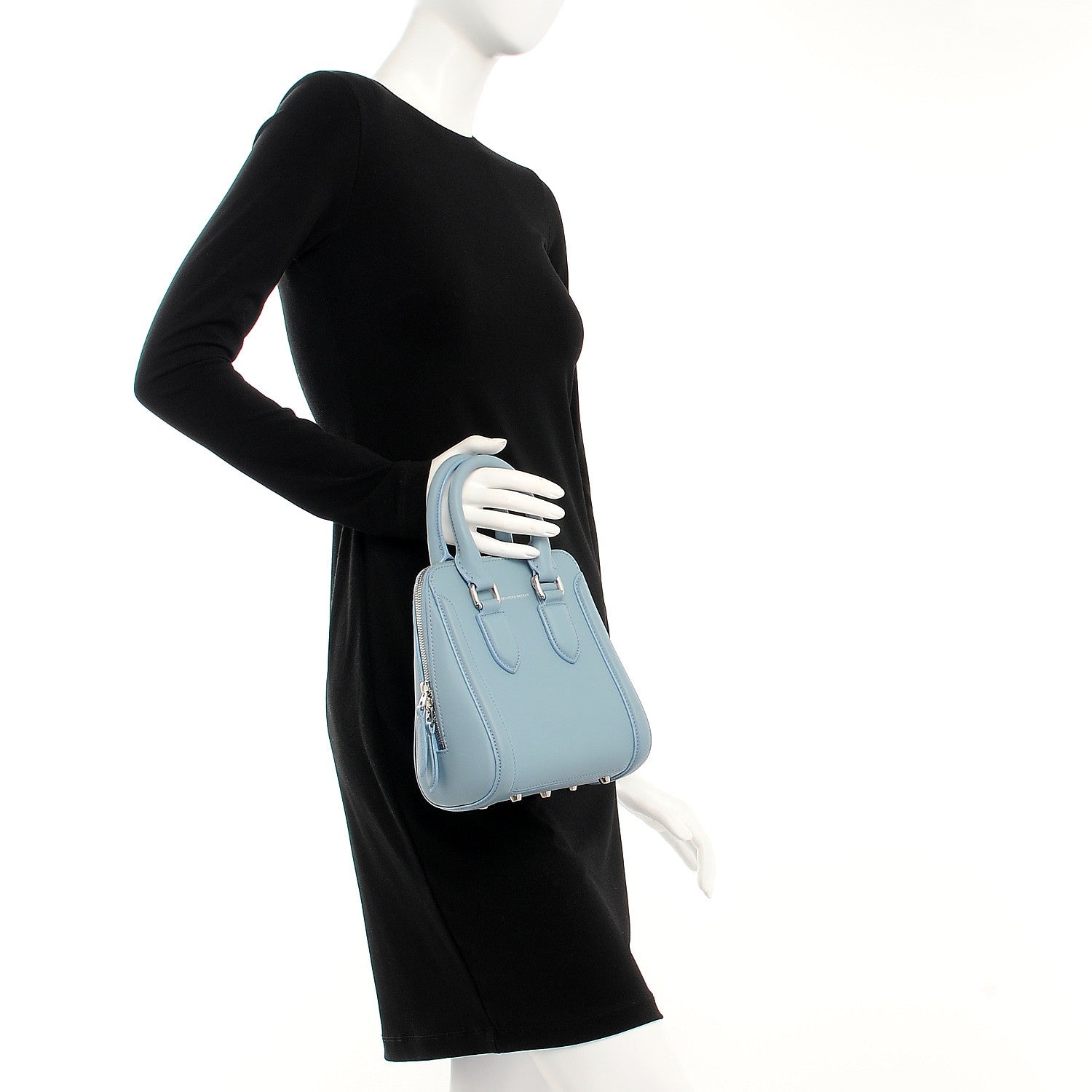 Alexander McQueen Calfskin Mini Heroine Light Blue 3 of 9