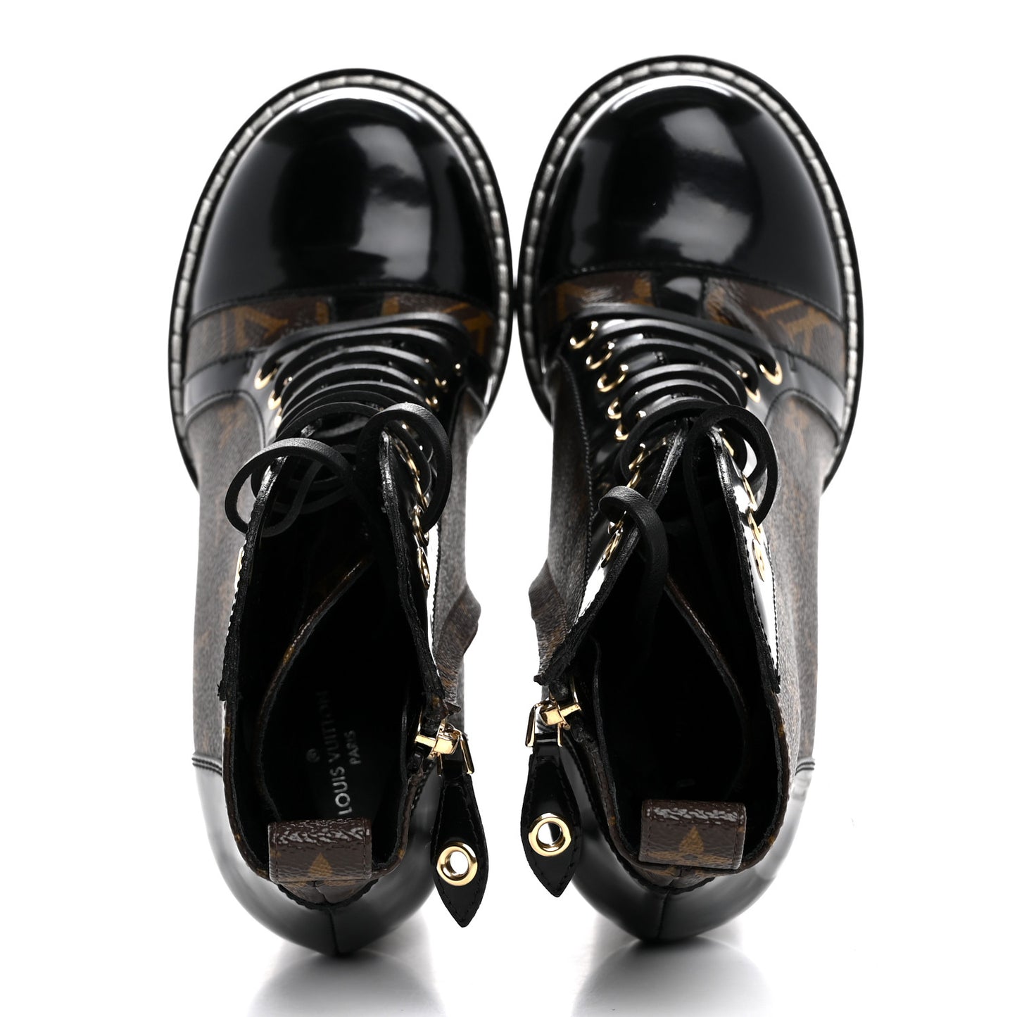 Patent Calfskin Monogram Star Trail Ankle Boots 37 Black