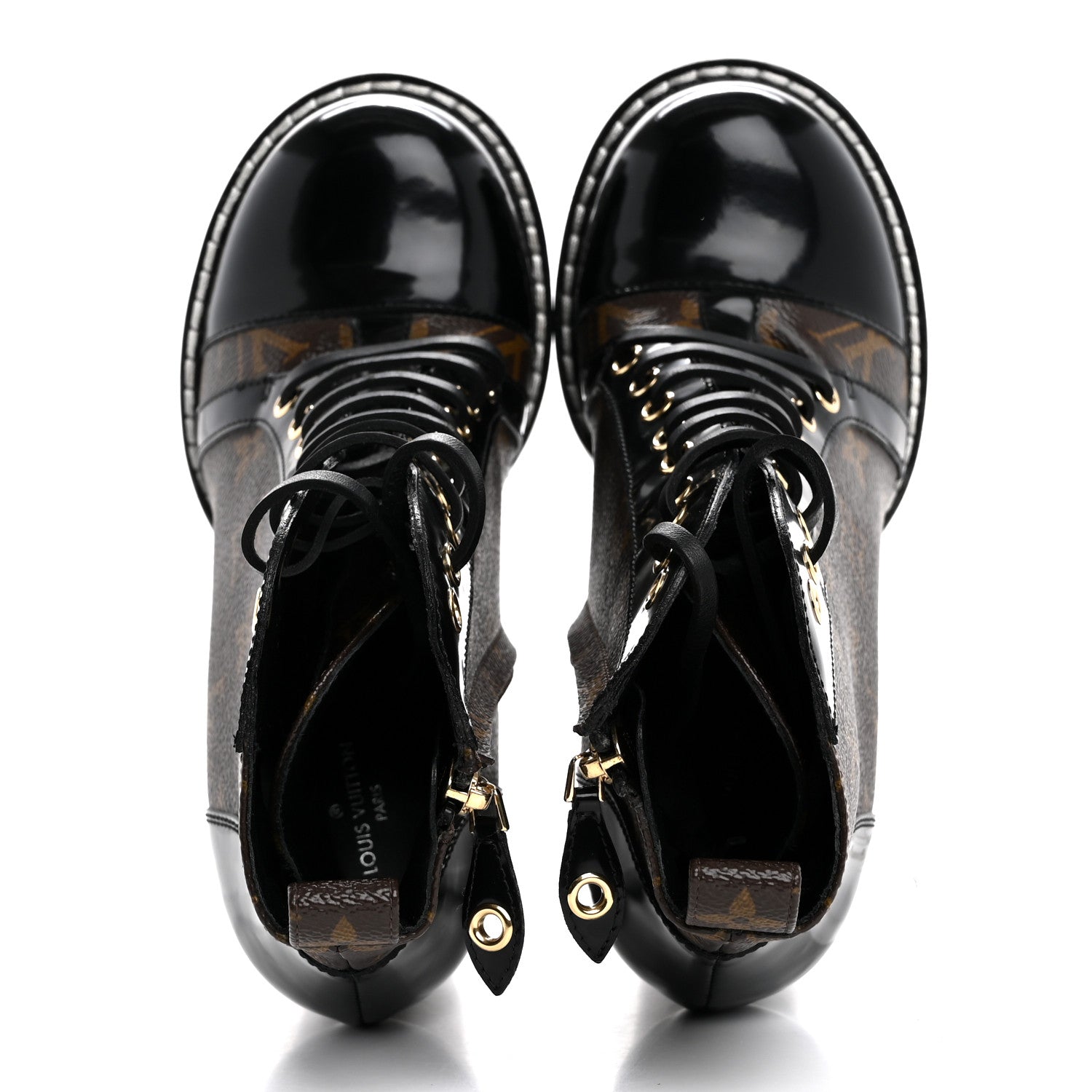 Louis Vuitton Patent Calfskin Monogram Star Trail Ankle Boots 37 Black 2 of 10