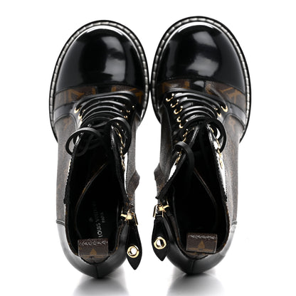 Louis Vuitton Patent Calfskin Monogram Star Trail Ankle Boots 37 Black 2 of 10