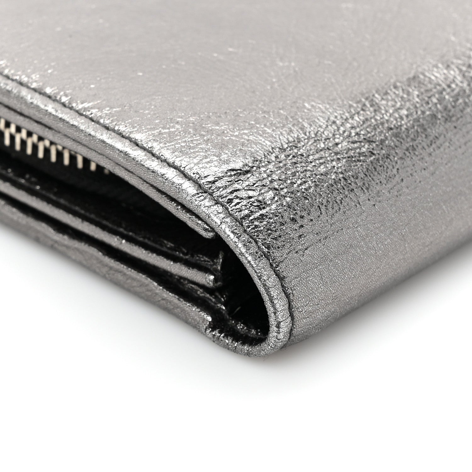 Saint Laurent Metallic Calfskin Monogram Belle De Jour Clutch Silver 13 of 16