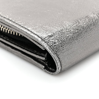 Saint Laurent Metallic Calfskin Monogram Belle De Jour Clutch Silver 13 of 16