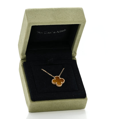 Van Cleef & Arpels 18K Yellow Gold Tiger Eye Vintage Alhambra Pendant Necklace 6 of 6
