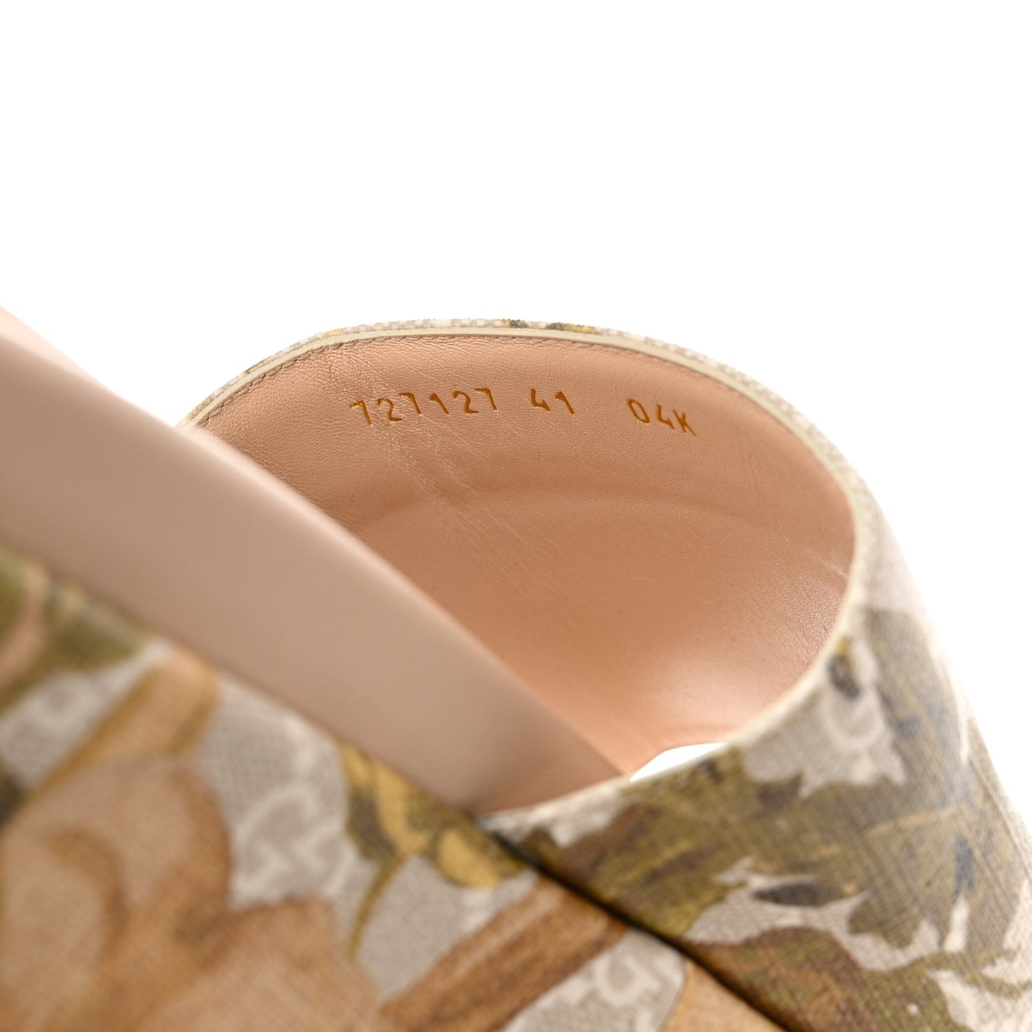 GG Supreme Monogram Water Flora Angelina Platform Slide Sandals 41 Beige White Multicolor
