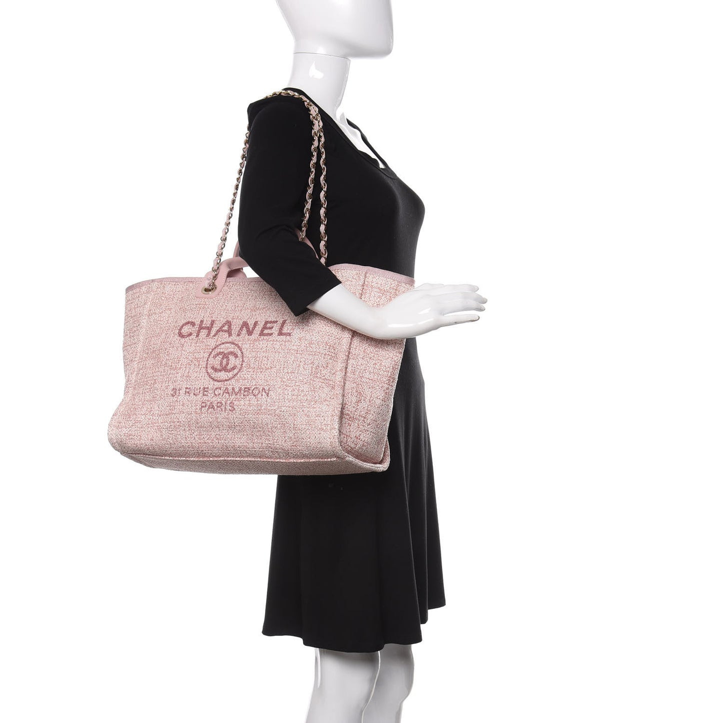 Straw Lurex Medium Deauville Tote Pink