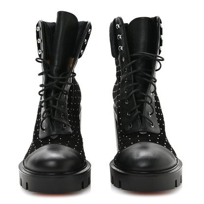 Christian Louboutin Calfskin Suede Cake Velvet Studded Dakita Lug 70 Boots 40.5 Black 3 of 7