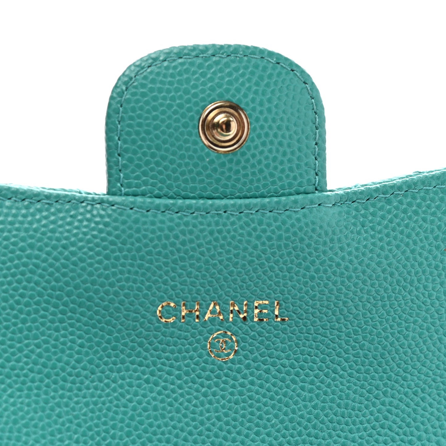 Caviar Quilted Flap Card Holder Wallet Green