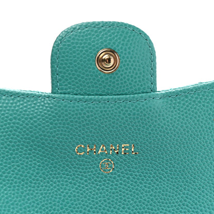 Chanel Caviar Quilted Flap Card Holder Wallet Green 7 of 7