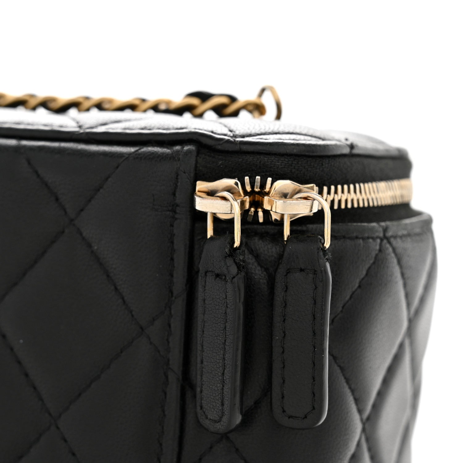 Chanel Lambskin Quilted Pearl Crush Small Vanity Case With Chain Black 12 of 13